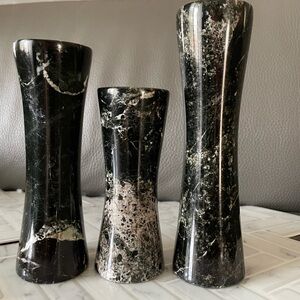 Handcrafted from genuine high quality Zebra Marble candle holder set of 3